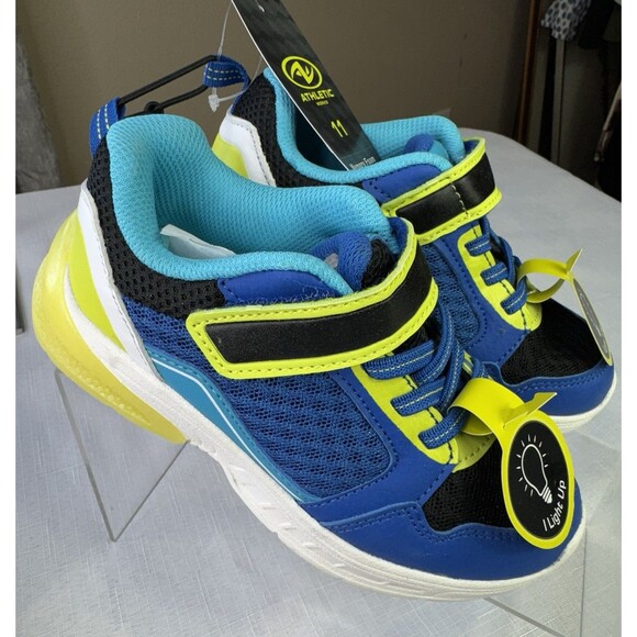 Light Up Memory Foam Sneakers Athletic Works Size 11 Boys Easy On Off No Tying - Picture 1 of 6